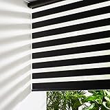 Persilux Schnurlose ZebraJalousien für Fenster, frei zu stoppen, Rollos (86,4 cm B x 182,9 cm H, schwarz), zweischichtige Lichtsteuerung für Tag und Nacht, lichtfilternde, durchsichtige Farbtöne für