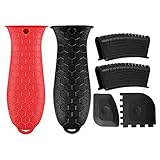 Puooifrty 6 StüCke Pfannengriff HüLse Topflappen Abdeckung Silikon HeißEr Halter rutschfeste Gummi Topflappen Pfannen Teile