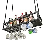 JATIBOSH Bar Weinregal Restaurant Deckenhängende Weinflaschenregale, Eisenkunst Wandmontiertes Aufbewahrungsregal für Champagner-Stielgläser, für Dekorationsregal unter Schrankküchen/80 * 25 * 21 cm