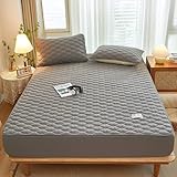 Mattress Topper,Quilted Queen Size Mattress Protector,Small Double Mattress Cover,Cover Pad Fitted 30 cm Deep PocketsMattress Topper,Grey,47inchx79inch(3pcs)