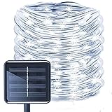 ZVO Solar Lichtschlauch Lichterkette Außen 10M 100 LED Schlauch Lichterkette PVC Rope Innen - 8 Modi Wasserdichte Aussen Dekorative für Garten Balkon Terasse Yard Hochzeit Party Festival (Weiß)