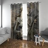 LANDOCROWN Abstrakte geometrische Porträtvorhänge für Bürohotel Weiches Polyester Einzigartige graue Verdunkelungsvorhang-Fensterbehandlungen H 250 x B 140 cm
