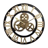 FUfIzu Hängende Wanduhr für Zuhause, Römische arabische Ziffern-Zahnrad-Wanduhr, Große Vintage-Dekor-Wanduhr für Innen- oder Außenwohnzimmer, Büro