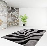 Lalee 3D Teppich mit Konturenschnitt, Schwarz-Silber, 200 x 290 cm