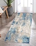 KIMODE Modern Abstrakte Teppich Läufer 60 x 130cm,Weich Kunstwolle Kurzflor Flur Teppich rutschfest Waschbarer Teppiche Gegend,Für Badezimmer Küche Schlafzimmer Eingangsbereich Innen