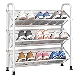 FKUO Schuhregal mit 3 Etagen, Stoff, klein, Schuhaufbewahrung, hohes Schuh-Organizer, Regal für Eingangsbereich, Flur, Schrank, Wohnheim (weiß, 3 Ebenen)