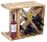 Kisentkolli Altes Land geflammtes Weinregal X Maße 50x40x27cm Regalkiste Flaschenablage Weinregal Apfelkiste/Weinkiste (1er Set Weinregal X geflammt)