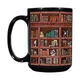 IDOBLO Book Kaffeetasse - Keramiktasse für Buchliebhaber - 430 ml Regalbecher Beidseitig bedruckt für Buchliebhaber