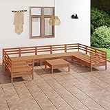 DCRAF 10-teiliges Gartenmöbel-Set Honigbraun massiv Kiefernholz