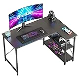 Bestier Computertisch mit Ablagefächern Schreibtisch Kleiner L-förmiger Eckschreibtisch mit Regalen 120CM Umkehrbarer Computertisch Schreibtisch mit Bücherregal für Heimbüro Kleiner Raum