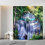 ROOMIND Duschvorhang Wasserfall - 175x200 - Waschbar Shower Curtains - Badvorhang Badewanne aus 100% Polyester mit 12 Duschvorhangringen - Badezimmervorhang Wasserfall