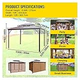Campingzelt Pavillon Baldachin 10x10/10x12Ft Hardtop Outdoor Partynetz Terrasse Schatten Markise Shelter Picknick Hinterhof Rasen Hochzeit (Color : 10 x 12 feet)