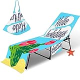 Surwin Bunt Schonbezug Für Gartenliege Strandliegenauflage Frottee Liegenauflage Stuhl Strandtuch Sun Lounger Bezug mit Tasche Sporthandtuch für Sommer Garten Schwimmen (75x210cm,Kaktus)