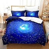 ROLLII Sternenhimmel gebürsteter 3-teiliger Bettbezug astronomischer Planet Bettbezug Zuhause Eltern-Kind-Hotel Beste Wahl