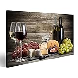 islandburner Bild auf Leinwand Wein & Käse Stillleben - Leinwand Bilder in verschiedenen Formaten für Wohnzimmer, Schlafzimmer oder Küche - Leinwandbilder, Wandbilder, Wand-Bilder Poster