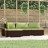 BULANED 4-TLG. Garten-Lounge-Set mit Kissen, Balkon Möbel, Gartensofa, Balkonmöbel Set, Terrassenmöbel, Gartenlounge Outdoor, Braun Poly Rattan