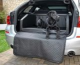 Mayaadi Home Premium Hundebett - 100 x 70 cm - Hochwertiger Autositz für Deinen Hund - Autohundebett mit Schutzdecke - Kofferraum Bett Hunde - Kunstleder - Travel - Schwarz - M