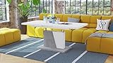 Design Couchtisch Tisch Grand Noir Weiß matt/Beton Betonoptik stufenlos höhenverstellbar ausziehbar 120 bis 180cm Esstisch