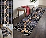 GJIF Teppich Läufer Flur rutschfest Teppich, Polyester Waschbar und Dauerhaft, Schlafzimmer Muster Carpet, für Wohnzimmer Büro Esszimmer Küche, Anpassbar Teppichläufer Meterware