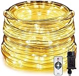 HAUSPROFI 15M 200 LEDS Lichterschlauch mit Fernbedienung,Lichterkette, 8 Modi und Helligkeit dimmbar, Strombetrieben,Wasserdicht, Ideal für Aussen, Weihnachtsbeleuchtung, Deko, Party, Feier Ø5mm