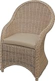 Korb-Outlet Esszimmer-Sessel Modern Alt-Weiß Korbsessel Natur-Rattan Esszimmerstuhl Rattanstuhl Korbstuhl mit Armlehne