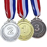 GOLDGE 3Pcs Gewinner Medaillen Gold Silber Bronze Medaille Medaillen für Kinder Gold Siegermedaillen Kinder für Party Sportstag Spielzeug Preisen Wettbewerb Auszeichnungen Medaillen Mitgebsel