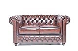 The Chesterfield Brand Chesterfield Sofa Brighton 2 Sitzer | 100% Leder, handgefertigt, Original Chesterfield | Breite 150 cm (Antik Braun)