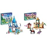 LEGO 43206 Disney Princess Cinderellas Schloss Spielzeug zum Bauen mit 3 Mini-Puppen & 43208 Disney Jasmins und Mulans Abenteuer, Prinzessinnen-Spielzeug zum Bauen mit Mini-Puppen