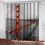 Schattierung Vorhänge 2Er Set 3D Rote Brücke Bauen Druck Isolierung Schalldichte Kinder Gardinen Blickdicht Mit Ösen Vorhang Fenster Für Wohnzimmer Schlafzimmer Balkon 170(B) X200(H) cm