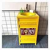 WKL Standwaschbecken Saule Schmiedeeisen Farbe Vintage Waschbecken Gaste Wc Industriestil Waschtischplatte Fuir Aufsatzwaschbecken 46 * 46 * 85cm Mit Wasserhahn Für Bars Restaurants Cafés(Color:B)