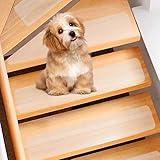 Spurtar Treppenstufen Matten Antirutsch Treppe Streifen Transparent Klebeband Stufenmatten innen 15 Stück für Holzstufen Boden selbstklebend Treppenteppich Antirutschstreifen Pads, 10 x 60 cm