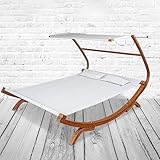 trends4cents PureHaven Loungebett mit Sonnendach 220x168x135cm für 2 Personen massiv Holzrahmen Kopfkissen Gartenliege langlebig witterungsbeständig Farbe Creme