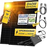 Solakon® 840W Balkonkraftwerk 800W / 600W komplett Steckdose - Upgradebarer Wechselrichter - Solaranlage Komplettset - 420W Bifaziale Solarmodule & 600W/800W Wechselrichter TSUN & Zubehör - 10m Kabel