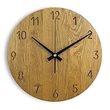 SENTOP Wanduhr aus Holz MAS002, Wanduhr aus Eiche, Moderne Wanduhr, Heimdekoration, Wanduhr aus echtem Eichenholz, Große Wanduhr aus Holz, Einzigartige Wanduhr aus Holz, Eiche - Honigfarbe, 50 cm