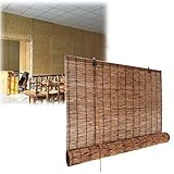 Bambusrollo Balkon Wetterfest Bambus Sonnenschutz Rollo Mit Lifter Handgewebte Carbonization Schilf Vorhang Retro Natural Sichtschutz Rollos FüR Outdoor Fenster 50x60cm 120x130cm 150x200cm