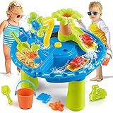 VATOS Wasserspieltisch für Kinder – 3-in-1 Sand und Wassertisch für Outdoor Wasser Spieltisch Sandtisch Sandkasten Spielzeug Sommer Strand Garten Hinterhof Wasser Spieltisch für Kinder Kleinkinder