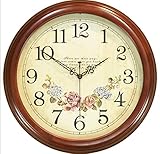 QMMCK 35,6 cm große Wanduhr dekorativ Wohnzimmer Modern – batteriebetriebenes Quarz-Analog-Uhrwerk leise Wanduhr arabische Ziffern Holz Wanduhr tickt nicht, 001
