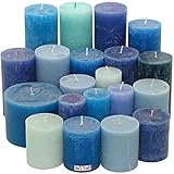 6 kg Rustic Stumpenkerzen durchgefärbt Rustik Qualität Kerzen Set Kerzenpaket Mix gemischt nach Farben (Blau-Türkis 01)