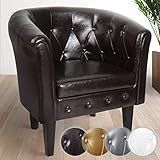 MIADOMODO® Chesterfield Sessel - aus Holz und Kunstleder, mit Kupfernieten und Rautenmuster, Farbwahl, 1er oder 2er - Loungesessel, Clubsessel, Armsessel, Cocktailsessel, Wohnzimmer Möbel (Braun, 1er)