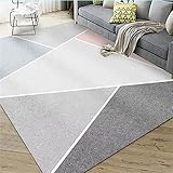 Kunsen Hochflor Teppich Minimale geometrische Anti-Rutsch Flur deko grau Teppich flauschig Großer Teppich im Wohnzimmer60x90CM