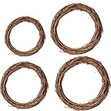 DBAILY 4PCS Weidenkranz Natur Klein Natur Deko Türkranz Holzkranz DIY Weidenkranz Ungeschält Kranz Rustikal aus Rattan für Tischdeko Wanddeko Frühjahr Deko Weihnachten Halloween（10cm 15cm 20cm 25cm）