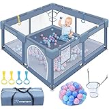 Kidsbuddy Laufstall Baby Laufstall Laufgitter Baby Faltbar Drinnen 130x130cm Rutschfester Absperrgitter Mit Atmungsaktive Netz Schutzgitter Kind Baby Playpen Set Mit Kugel Sicherheitsspielplatz Ställe