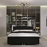 INNOCENT® - P4 | Boxspringbett 160x200 in Schwarz Kunstleder | 7-Zonen & 3D-Air 6cm | Bonell-Federkernmatratze | H2 Härtegrad | Boxbett für Hotels | HB00