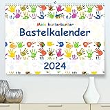 Mein kunterbunter Bastelkalender (hochwertiger Premium Wandkalender 2024 DIN A2 quer), Kunstdruck in Hochglanz