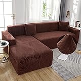 LJQAIZYL Sofa Bezug Eckcouch Couch überzüge L Form Rechts Links Wasserdicht Sofabezug U-förmiges Couchbezug Jacquard Sofabezüge Für 1 2 3 4 Sitzer Elastische Sofahusse Abdeckung,Brown-3seats+4seats