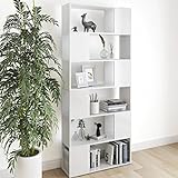 JKYOU Bücherschrank Raumteiler Hochglanz Weiß 80x24x186cm Engineered Wood Regal, Bücherregale & Standregale