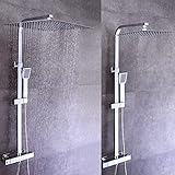 Duschset Duschbrausen Regendusche Duschpaneel Duschkopf Duschsystem mit Thermostat 30cm/40cm Handbrause Quadrat für Badezimmer und Hotels (40x40)