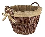 Tigana - Kaminkorb Holzkorb Kaminholzkorb aus geschälten Weide Dunkel mit Jute Ø 40 cm (Art. 90340-40)