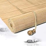 EMISOO Bambus Rollo Lichtfilter Holzjalousie Aussen Bambusrollo, Sonnenschutz, Atmungsaktiv, Holzrollo Raffrollo Für Fenster Tür Küche, Breite 100cm 120cm 150cm 180cm (Size : 180x200cm)