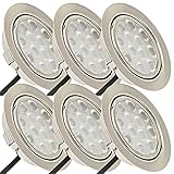 ETT Distribution GmbH LED Möbel Einbauspots 12V superflach 6 x 3W Einbauleuchten Lina 200lm inkl. Kabel mit Mini Stecker 3000K Warmweiß Lochausschnitt: 55 bis 60mm